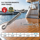 Mil-Spec T316 Stainless Steel Drop Forged Eye Eye Lifting Turnbuckle, Marine Grade Rigging Tensioner for Cable and Chain