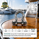 Mil-Spec Stainless Steel Bolt Pin Anchor Shackle, Marine Boat Rigging Shackle for Chain, Rope, Cable, and Anchor Use