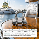 Mil-Spec Stainless Steel Bolt Pin Anchor Shackle, Marine Boat Rigging Shackle for Chain, Rope, Cable, and Anchor Use