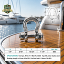Mil-Spec Stainless Steel Bolt Pin Anchor Shackle, Marine Boat Rigging Shackle for Chain, Rope, Cable, and Anchor Use