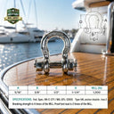 Mil-Spec Stainless Steel Bolt Pin Anchor Shackle, Marine Boat Rigging Shackle for Chain, Rope, Cable, and Anchor Use