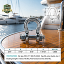Mil-Spec Stainless Steel Bolt Pin Anchor Shackle, Marine Boat Rigging Shackle for Chain, Rope, Cable, and Anchor Use