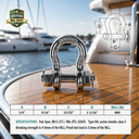 Mil-Spec Stainless Steel Bolt Pin Anchor Shackle, Marine Boat Rigging Shackle for Chain, Rope, Cable, and Anchor Use