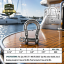 Mil Spec T316 Stainless Steel Forged Load Rated Screw Pin Anchor Shackle, Marine Grade Rigging Shackle for Chain and Cable
