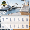 Mil-Spec T316 Stainless Steel Jaw Eye Turnbuckle, Marine Grade Rigging Tensioner for Cable, Chain, Rope, and Boat Hardware