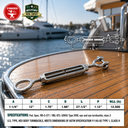 Mil-Spec T316 Stainless Steel Jaw Eye Turnbuckle, Marine Grade Rigging Tensioner for Cable, Chain, Rope, and Boat Hardware