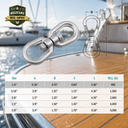 T316 Stainless Steel Drop Forged Mil-Spec Eye Eye Swivel, Marine Grade Rigging Swivel for Chain, Rope, Cable, and Boat Hardware