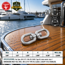 T316 Stainless Steel Drop Forged Mil-Spec Eye Eye Swivel, Marine Grade Rigging Swivel for Chain, Rope, Cable, and Boat Hardware