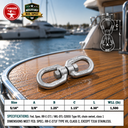 T316 Stainless Steel Drop Forged Mil-Spec Eye Eye Swivel, Marine Grade Rigging Swivel for Chain, Rope, Cable, and Boat Hardware