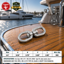 T316 Stainless Steel Drop Forged Mil-Spec Eye Eye Swivel, Marine Grade Rigging Swivel for Chain, Rope, Cable, and Boat Hardware