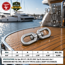 T316 Stainless Steel Drop Forged Mil-Spec Eye Eye Swivel, Marine Grade Rigging Swivel for Chain, Rope, Cable, and Boat Hardware