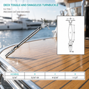 T316 Marine Grade Stainless Steel Cable Deck Toggle & Swageless Turnbuckle – Tensioner for Railing, Balustrade, Boat Rigging - PACK 4