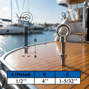 Marine T316 Stainless Steel Fully Threaded Shoulder Eye Bolt, Boat Dock Rigging Eye Screw for Cable, Chain, Rope, and Outdoor Use