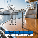 Marine T316 Stainless Steel Fully Threaded Shoulder Eye Bolt, Boat Dock Rigging Eye Screw for Cable, Chain, Rope, and Outdoor Use