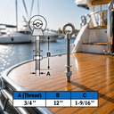 Marine T316 Stainless Steel Fully Threaded Shoulder Eye Bolt, Boat Dock Rigging Eye Screw for Cable, Chain, Rope, and Outdoor Use