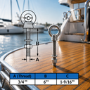 Marine T316 Stainless Steel Fully Threaded Shoulder Eye Bolt, Boat Dock Rigging Eye Screw for Cable, Chain, Rope, and Outdoor Use