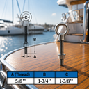 Marine T316 Stainless Steel Fully Threaded Shoulder Eye Bolt, Boat Dock Rigging Eye Screw for Cable, Chain, Rope, and Outdoor Use