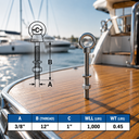 Marine T316 Stainless Steel Fully Threaded Shoulder Eye Bolt, Boat Dock Rigging Eye Screw for Cable, Chain, Rope, and Outdoor Use