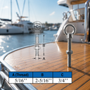 Marine T316 Stainless Steel Fully Threaded Shoulder Eye Bolt, Boat Dock Rigging Eye Screw for Cable, Chain, Rope, and Outdoor Use