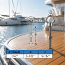 Marine T316 Stainless Steel Fully Threaded Shoulder Eye Bolt, Boat Dock Rigging Eye Screw for Cable, Chain, Rope, and Outdoor Use