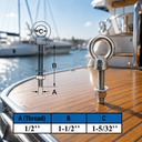 Marine T316 Stainless Steel Fully Threaded Shoulder Eye Bolt, Boat Dock Rigging Eye Screw for Cable, Chain, Rope, and Outdoor Use