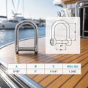 Marine T316 Stainless Steel Wide D Shackle, Screw Pin No-Snag Boat Rigging Connector for Chain, Rope, Cable - PACK 4