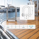 Marine T316 Stainless Steel Wide D Shackle, Screw Pin No-Snag Boat Rigging Connector for Chain, Rope, Cable - PACK 4