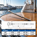 Marine Stainless Steel Swageless Deck Toggle Turnbuckle Fitting 1/8", 3/16" Cable Wire Rope