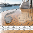 Marine Stainless Steel Side Mount Lashing Hooks Flat Hook for Cargo net, Boat, Yatch - PACK 10