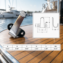 Marine Stainless Steel Side Mount Lashing Hooks Flat Hook for Cargo net, Boat, Yatch - PACK 10