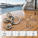 Marine Stainless Steel 3 Way Swivel Ring for Fishing Tackle, Boat Rigging, Line Connector, Hooks, Lures - PACK 10