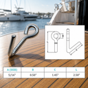 Marine Boat Stainless Steel Downhaul Hook, Rigging Lifting Hook Hardware for Sailboat, Yacht, Dock, Rope, Cable, Chain, and Marine Use