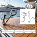 Marine Boat Stainless Steel Downhaul Hook, Rigging Lifting Hook Hardware for Sailboat, Yacht, Dock, Rope, Cable, Chain, and Marine Use