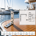 Marine Boat Rectangle Angle Plate T316 Stainless Steel, Rigging Lifting Hardware Bracket for Deck, Dock, Rope, Cable - PACK 10