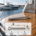 Marine Stainless Steel Cotter Pin Clip Split Pin Hardware for Boat, Dock, Trailer, Clevis Pin, Rigging, Fastening - PACK 10