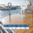T316 Stainless Steel Welded Plain Eye Bolt, Marine Boat Eye Screw Hardware with Working Load Limit for Rigging and Fastening - PACK 4