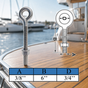 T316 Stainless Steel Welded Plain Eye Bolt, Marine Boat Eye Screw Hardware with Working Load Limit for Rigging and Fastening - PACK 4