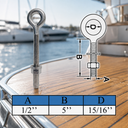 T316 Stainless Steel Welded Plain Eye Bolt, Marine Boat Eye Screw Hardware with Working Load Limit for Rigging and Fastening - PACK 4
