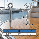 T316 Stainless Steel Welded Plain Eye Bolt, Marine Boat Eye Screw Hardware with Working Load Limit for Rigging and Fastening - PACK 4