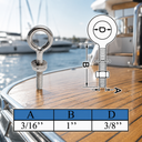 T316 Stainless Steel Welded Plain Eye Bolt, Marine Boat Eye Screw Hardware with Working Load Limit for Rigging and Fastening - PACK 4