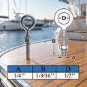T316 Stainless Steel Welded Plain Eye Bolt, Marine Boat Eye Screw Hardware with Working Load Limit for Rigging and Fastening - PACK 4