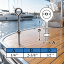 T316 Stainless Steel Welded Plain Eye Bolt, Marine Boat Eye Screw Hardware with Working Load Limit for Rigging and Fastening - PACK 4