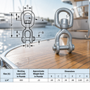 Galvanized Jaw to Eye Boat Marine Swivel, Mooring Jaw Eye Swivel Connector for Chain, Rope, Cable, and Anchor Use