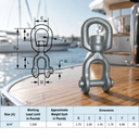 Galvanized Jaw to Eye Boat Marine Swivel, Mooring Jaw Eye Swivel Connector for Chain, Rope, Cable, and Anchor Use