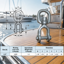Galvanized Jaw to Eye Boat Marine Swivel, Mooring Jaw Eye Swivel Connector for Chain, Rope, Cable, and Anchor Use