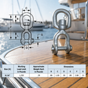 Galvanized Jaw to Eye Boat Marine Swivel, Mooring Jaw Eye Swivel Connector for Chain, Rope, Cable, and Anchor Use