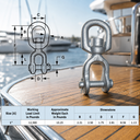 Galvanized Jaw to Eye Boat Marine Swivel, Mooring Jaw Eye Swivel Connector for Chain, Rope, Cable, and Anchor Use
