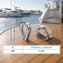 316 Stainless Steel Heavy Duty Wire Rope Thimble, Marine Cable Thimble for Shade Sail, Rigging, and Outdoor Use - PACK 5