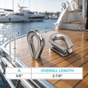 316 Stainless Steel Heavy Duty Wire Rope Thimble, Marine Cable Thimble for Shade Sail, Rigging, and Outdoor Use - PACK 5