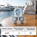 Galvanized Drop Forged Wire Rope Clips, Heavy Duty Marine Cable Clamps for Steel Cable, Rigging, Hoisting, Securing, and Loop Ends